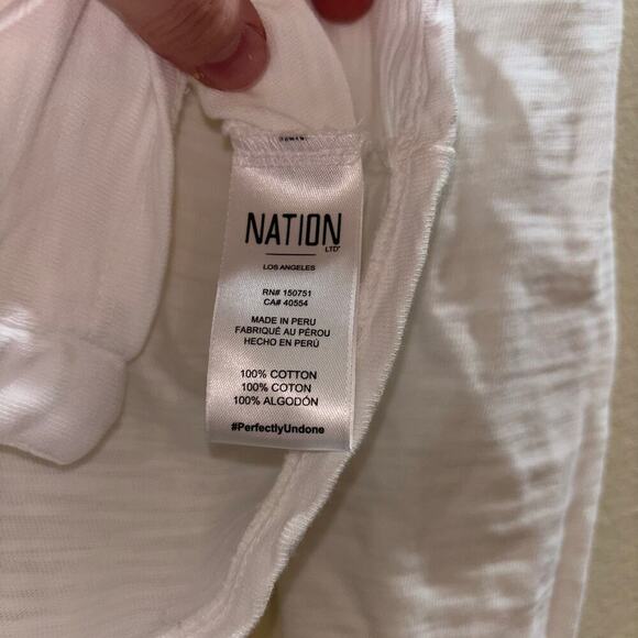 Nation LTD Juniper Femme Collarless Snap Tee Optic White, Sz XS - Picture 13 of 15